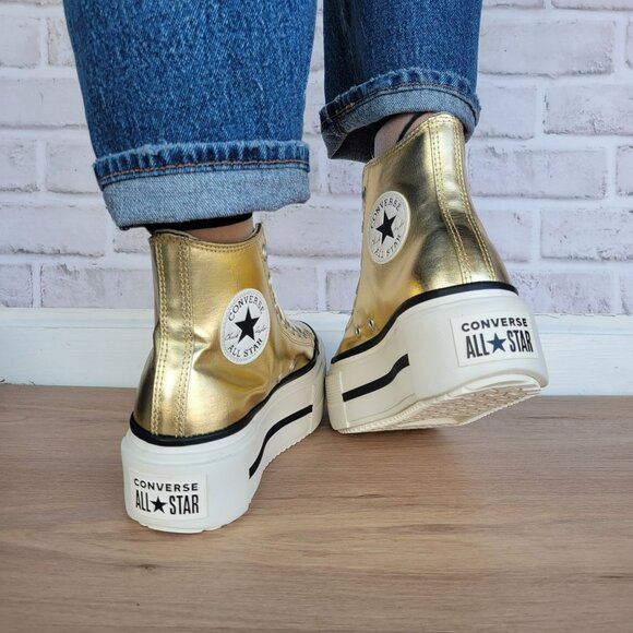 ⭐Chuck Taylor All Star Lift Double Stack Gold 12 Women's Shoes Sneakers A15164C - Picture 6 of 12